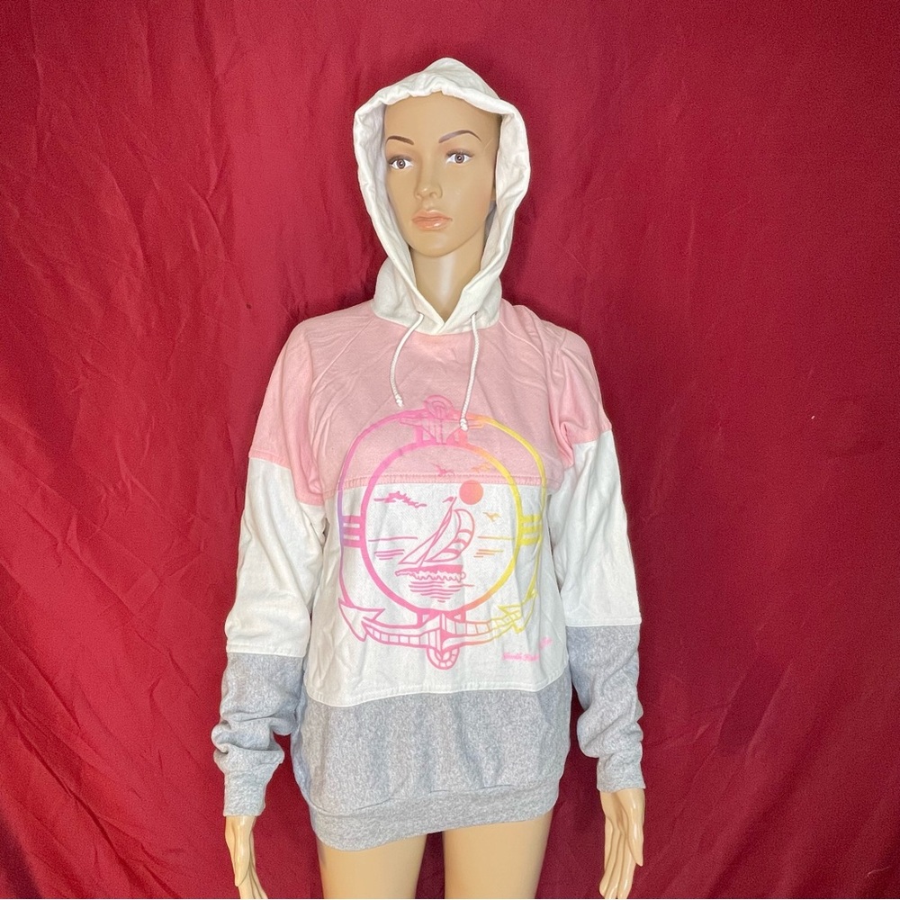 Vintage 90's Y2K South Padre Island Sailboat Colorblock Hoodie Size Medium